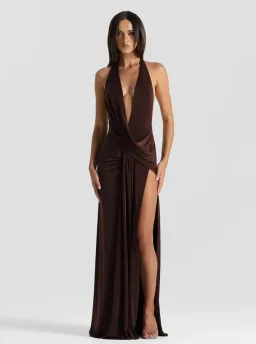 NATALIE ROLT WINONA GOWN ESPRESSO SIZE 8 (1) for rent on The Volte - image 2