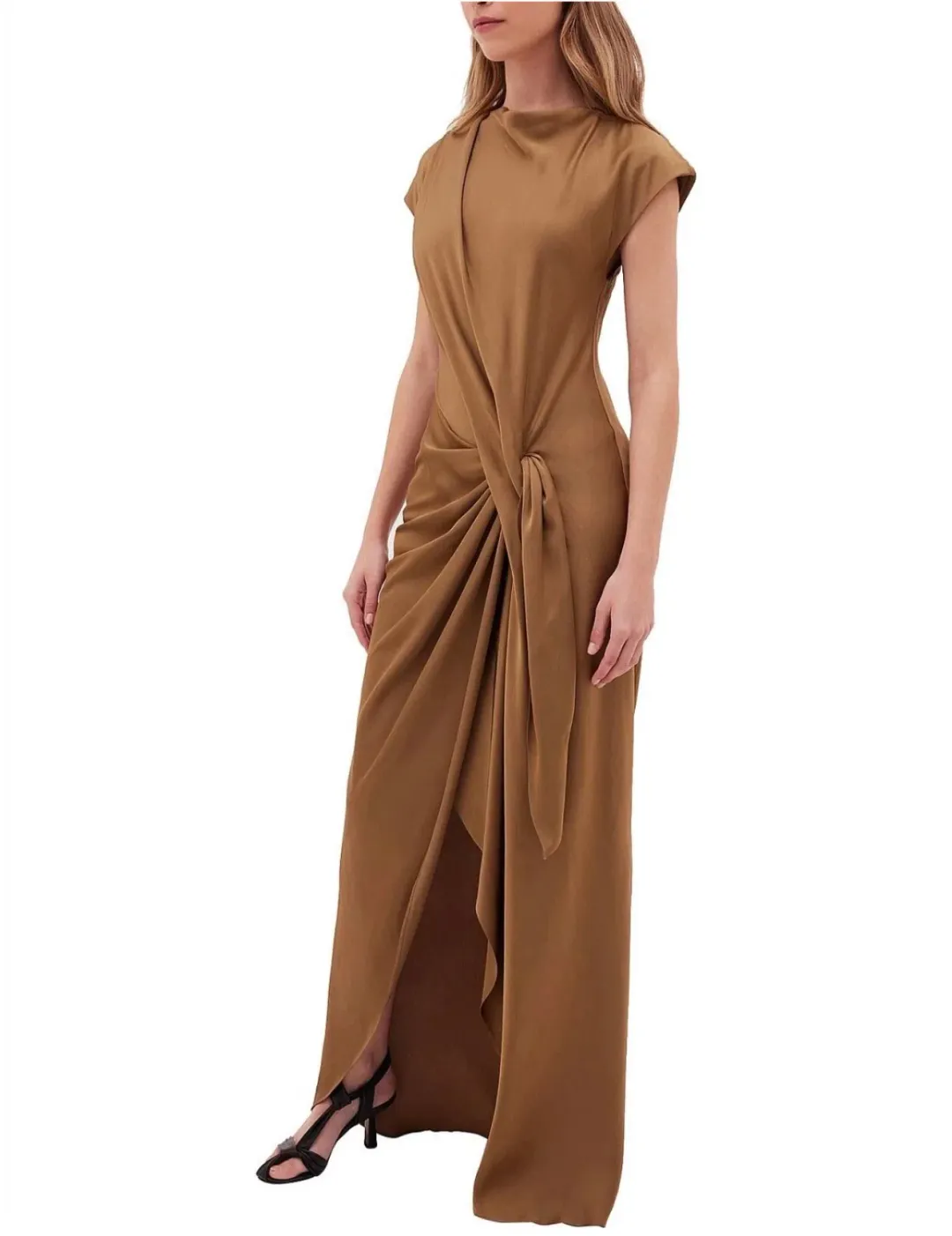 Bianca Spender Gold Crepe Evening Gown size 2 (10) for rent on The Volte - main image