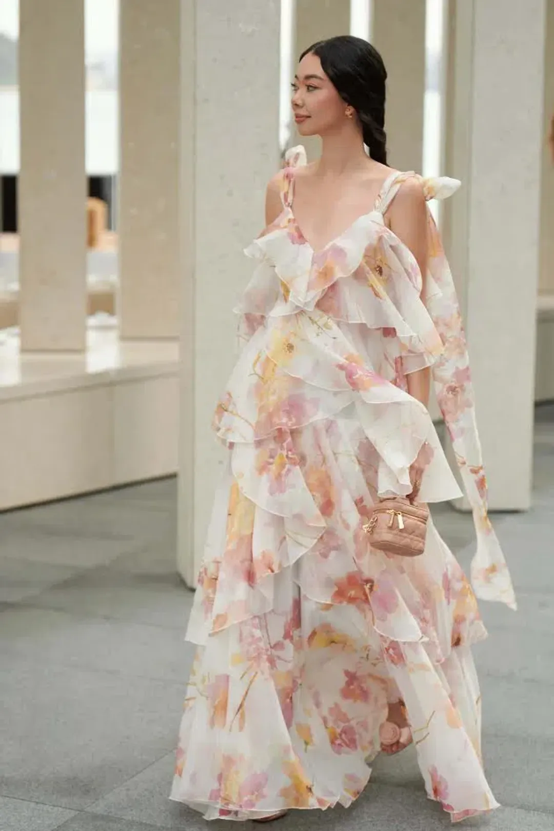 🌸New AJE Gracie Tiered Ruffle Maxi Dress – Wildflowers Floral Pink 10 AU 🌸 for rent on The Volte - main image