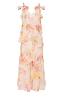 🌸New AJE Gracie Tiered Ruffle Maxi Dress – Wildflowers Floral Pink 10 AU 🌸 for rent on The Volte - image 8