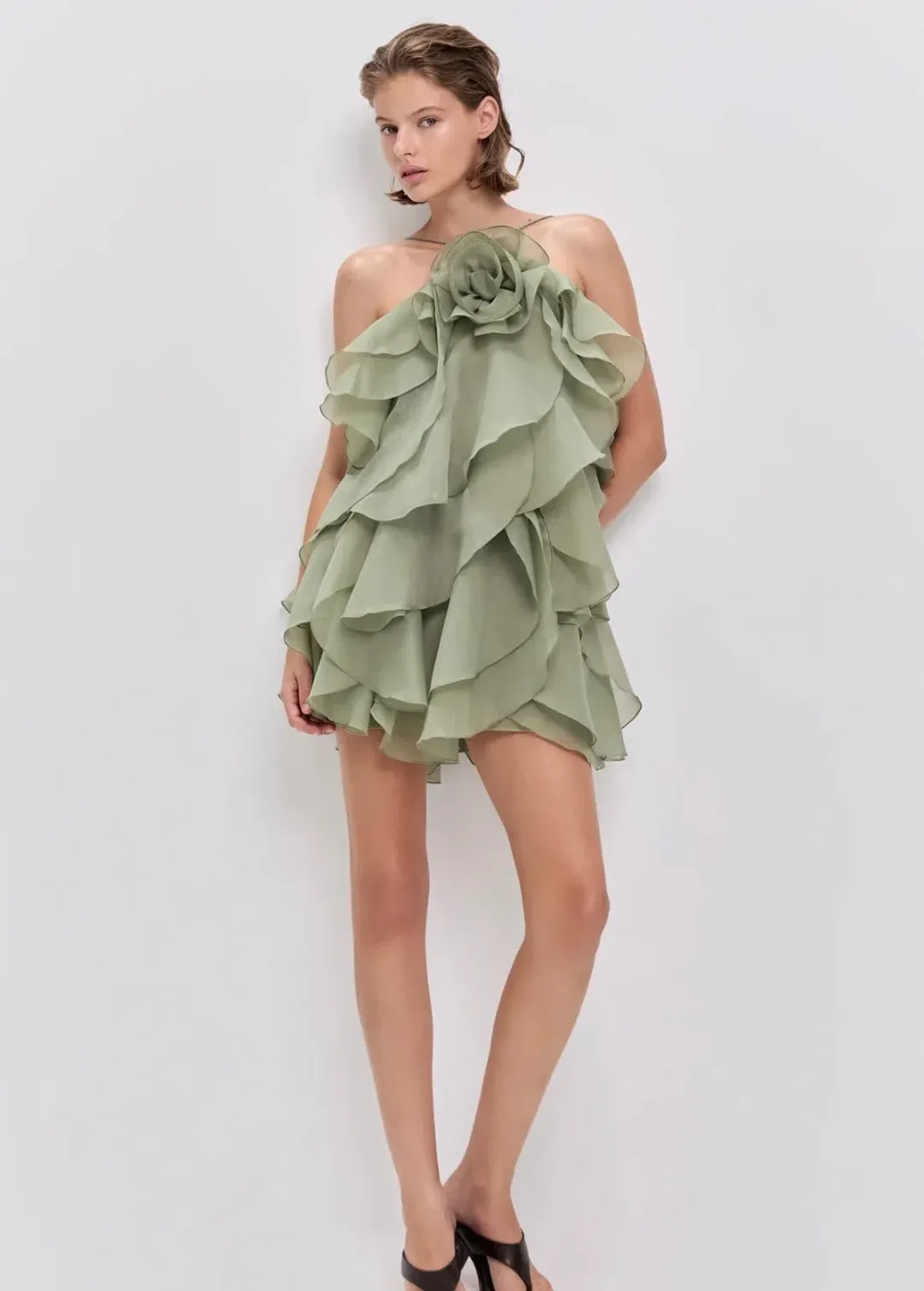 AJE- Pandorea Layered Mini Dress- Moss- Size 10 for rent on The Volte - main image