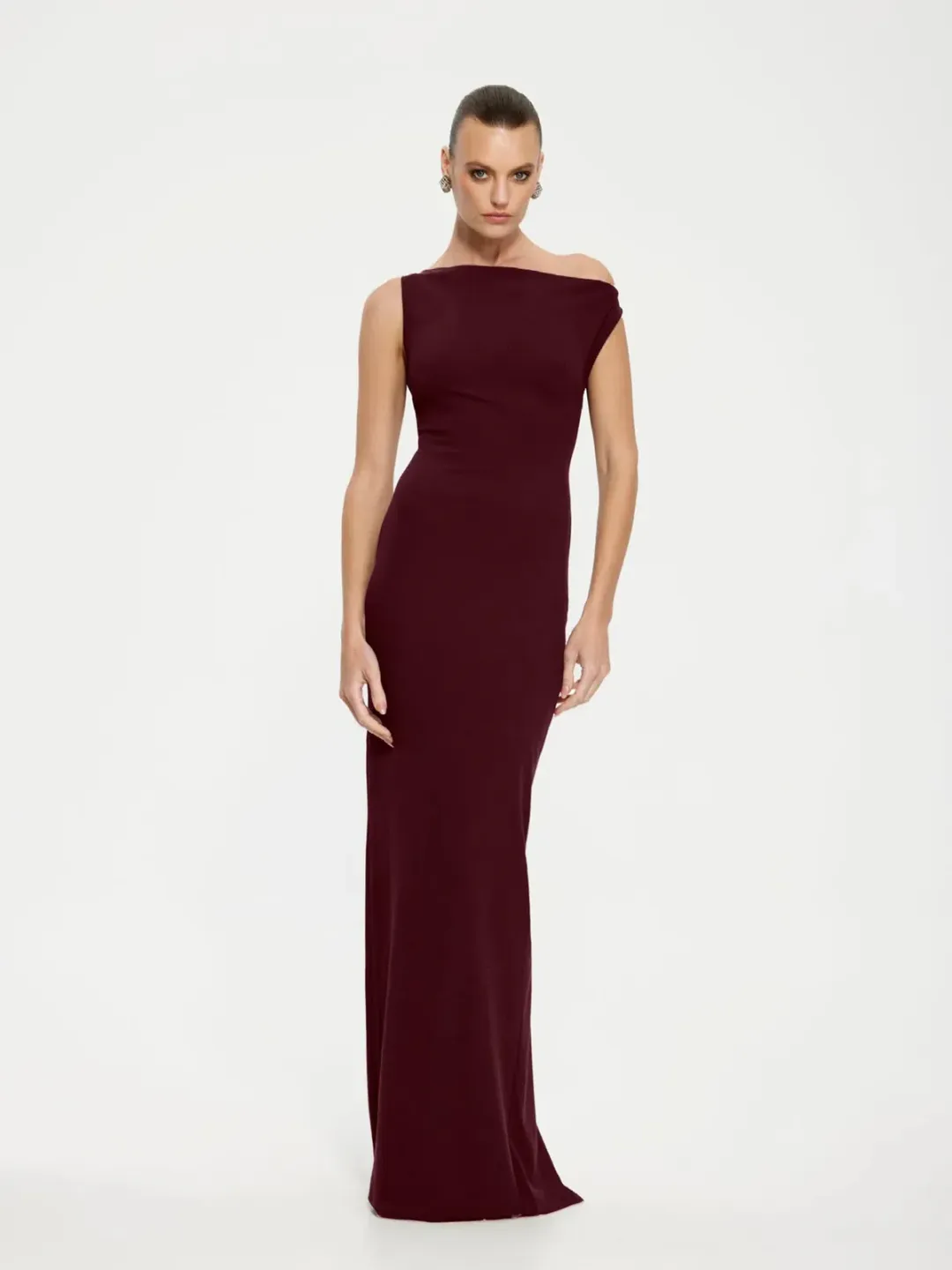 Effie Kats Inaya Gown in Wine Size XS for rent on The Volte - main image