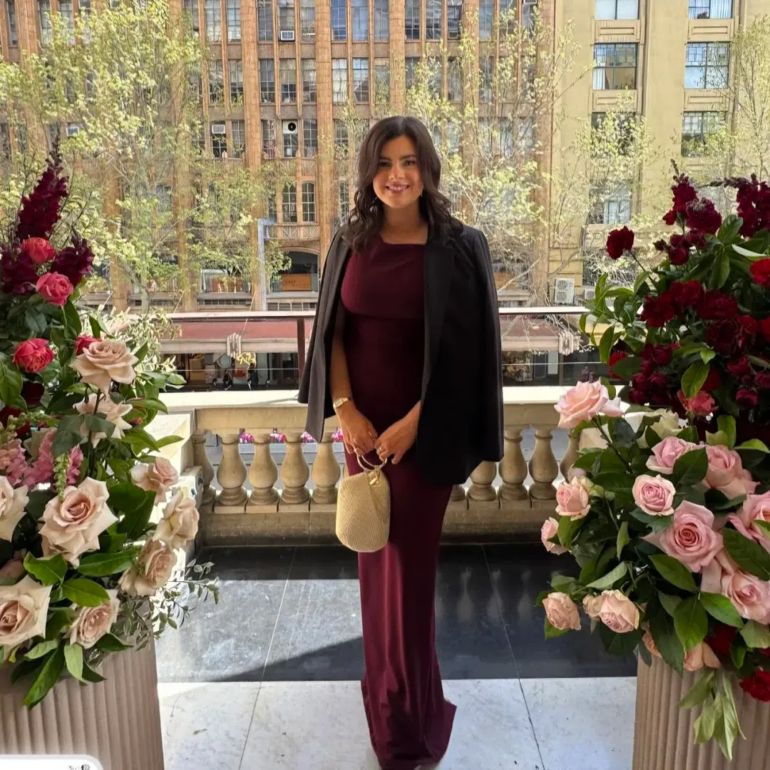 Effie Kats Inaya Gown in Wine Size XS for rent on The Volte - main image