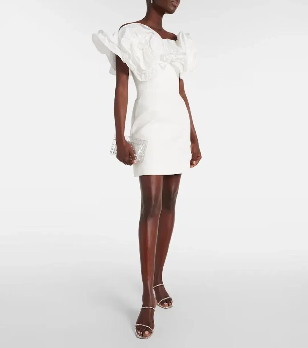 🤍 Rebecca Vallance Tessa Ruffled Mini Dress – Ivory White – Size 10 (AU) 🤍 RACES!!! for rent on The Volte - main image