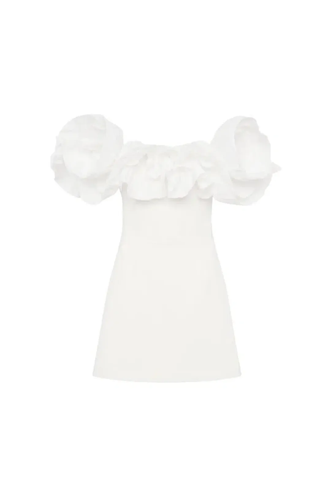 🤍 Rebecca Vallance Tessa Ruffled Mini Dress – Ivory White – Size 10 (AU) 🤍 RACES!!! for rent on The Volte - main image