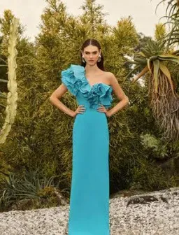 🩵 Rebecca Vallance Ella Gown – Turquoise Blue – Size 6 AU - Ruffle Maxi Dress🩵 for rent on The Volte - image 1