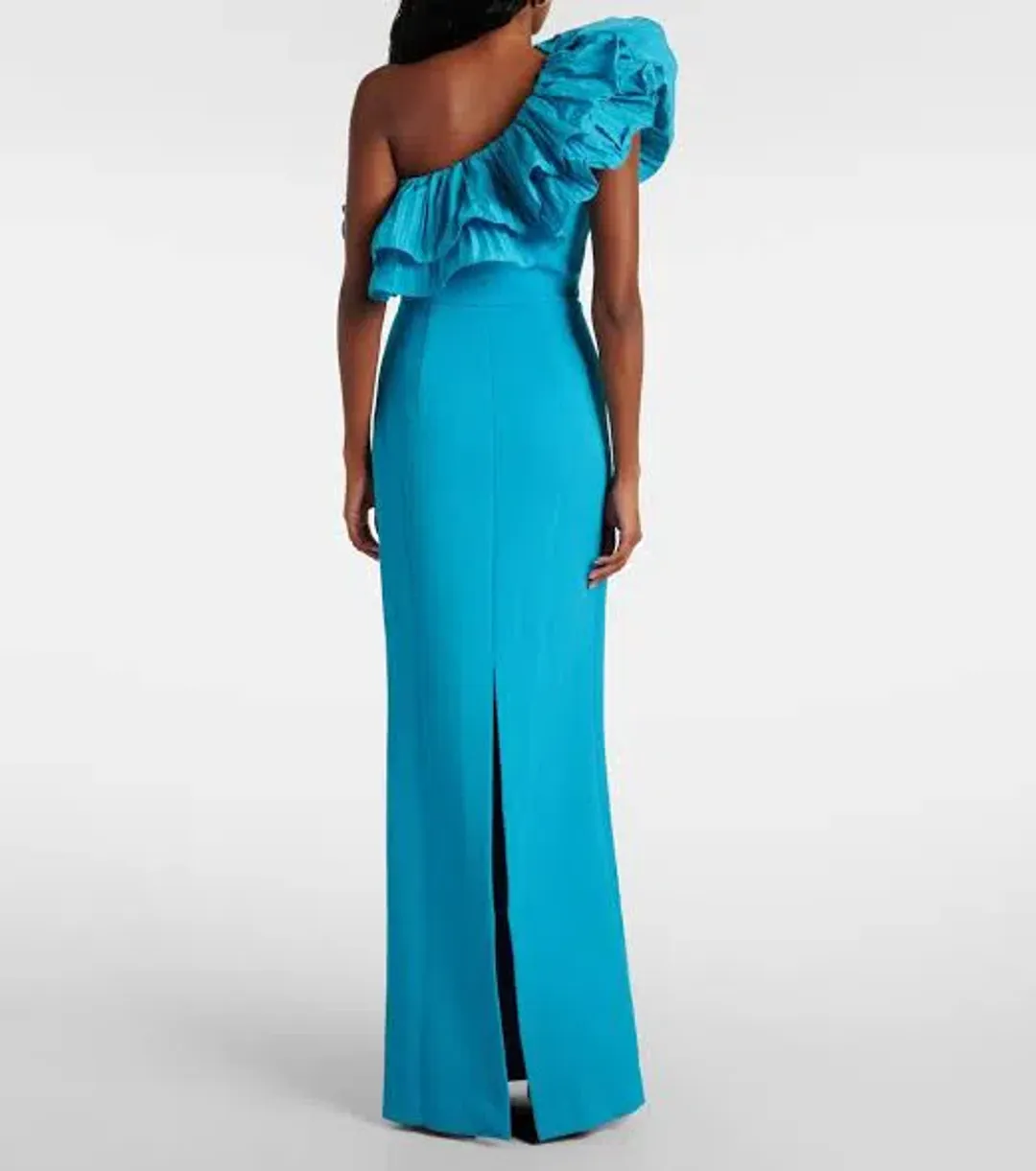🩵 Rebecca Vallance Ella Gown – Turquoise Blue – Size 6 AU - Ruffle Maxi Dress🩵 for rent on The Volte - main image