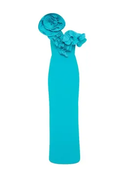 🩵 Rebecca Vallance Ella Gown – Turquoise Blue – Size 6 AU - Ruffle Maxi Dress🩵 for rent on The Volte - image 10
