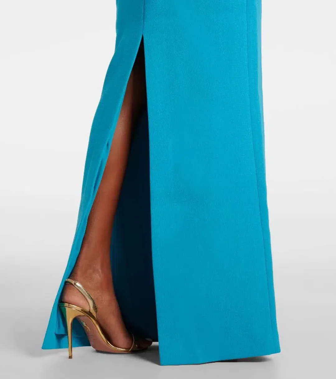 🩵 Rebecca Vallance Ella Gown – Turquoise Blue – Size 6 AU - Ruffle Maxi Dress🩵 for rent on The Volte - main image