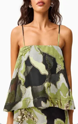Elliatt Elysia Tiered Gown in Black & Green Floral Size M for rent on The Volte - image 4