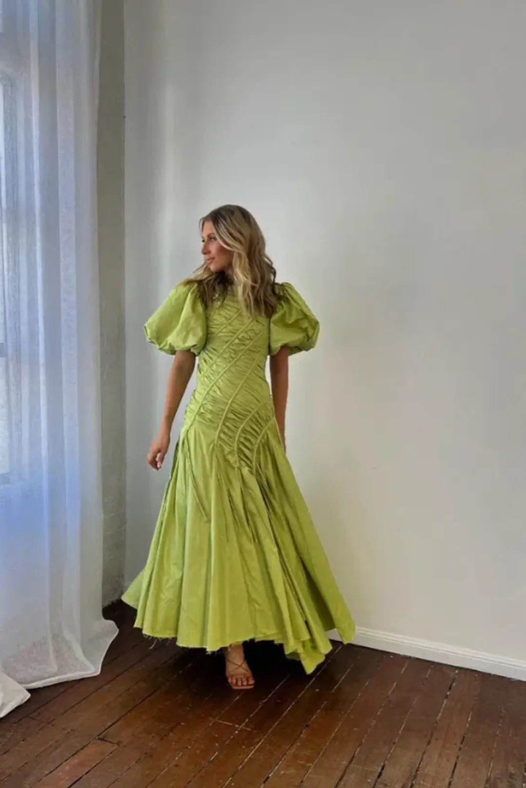 AJE Green Siren Midi Dress Size AU 8  for rent on The Volte - main image