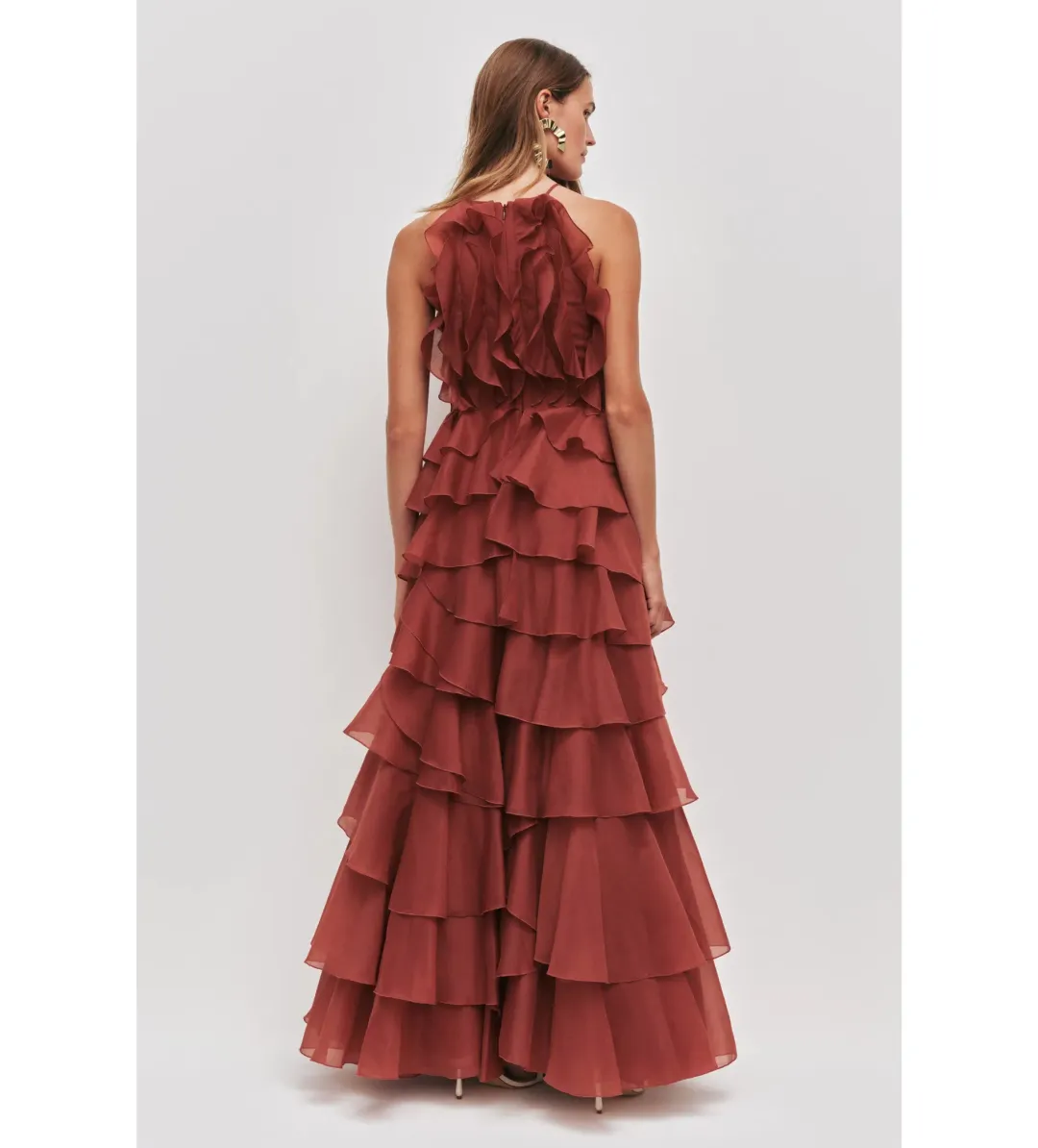 Aje Cleo Gown Rust Size 12 for rent on The Volte - main image