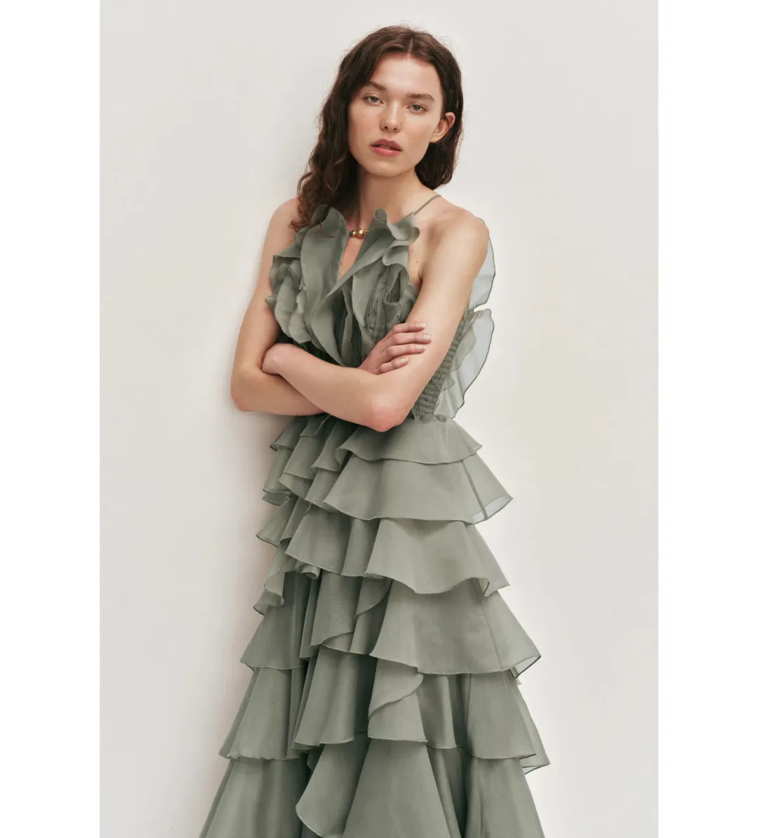 Aje Cleo Gown Moss Size 10 for rent on The Volte - main image