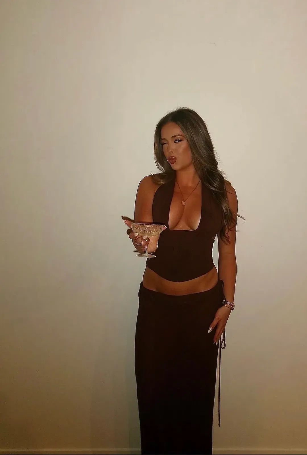 Natalie Rolt | Bronte Top & Allira maxi Skirt set - Espresso size 0 XS  for rent on The Volte - main image