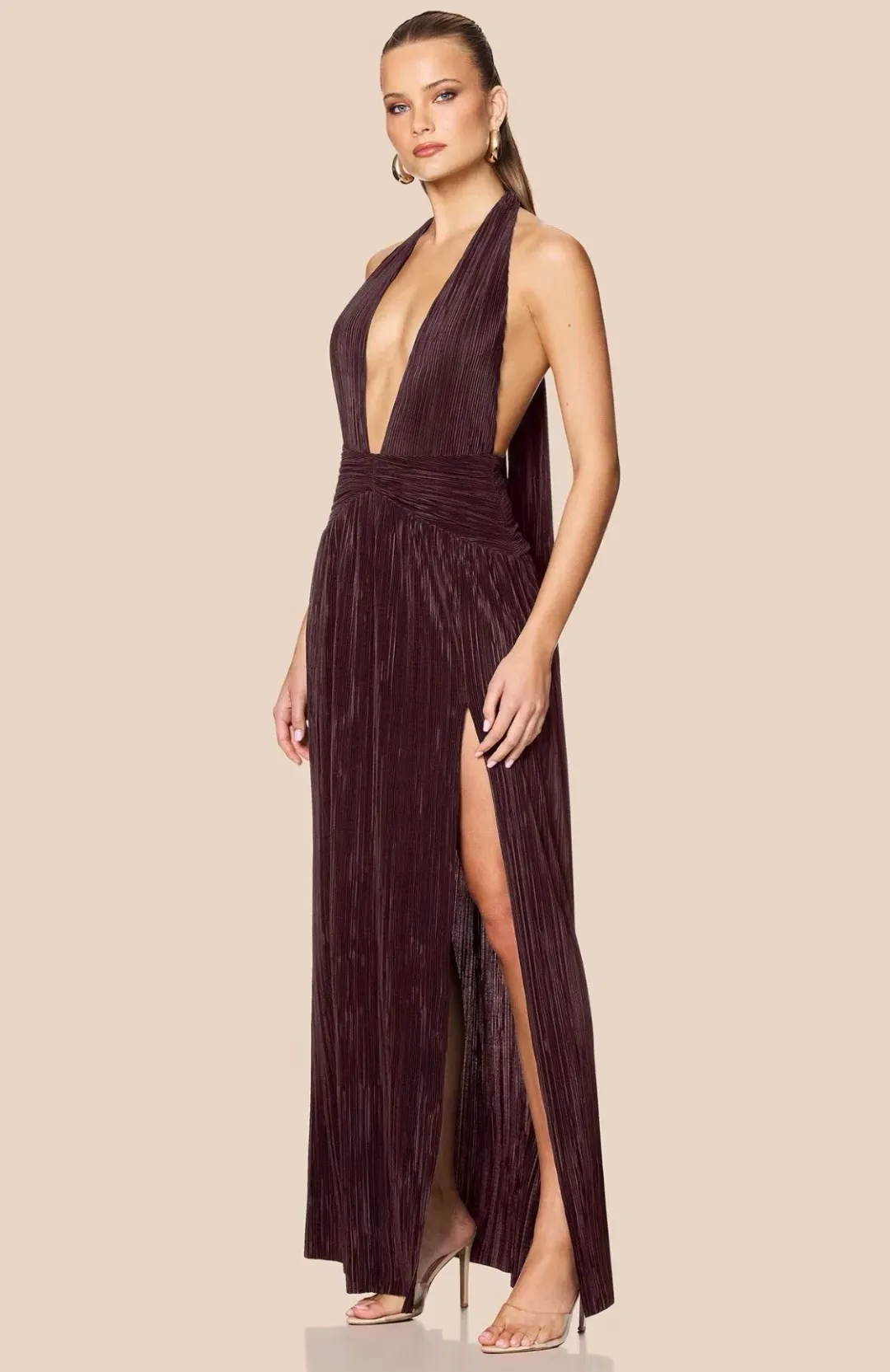 Nookie Desiree Halter Maxi Gown Mocha Size 8 for rent on The Volte - main image