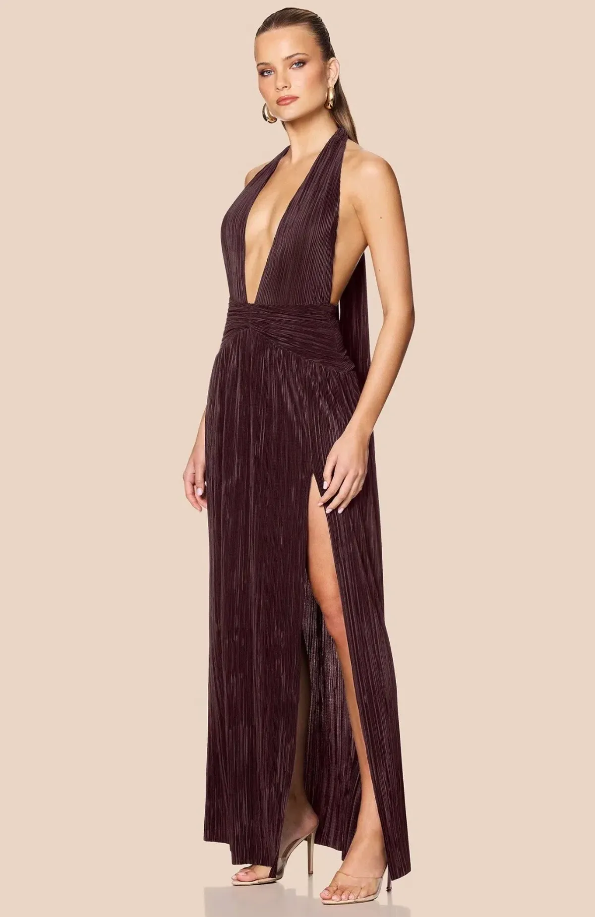 Nookie Desiree Halter Maxi Gown Mocha Size 8 for rent on The Volte - main image