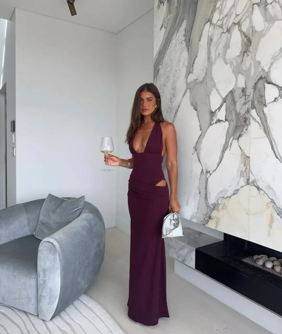 white fox Twilight Temptation maxi dress size 8 small for rent on The Volte - main image