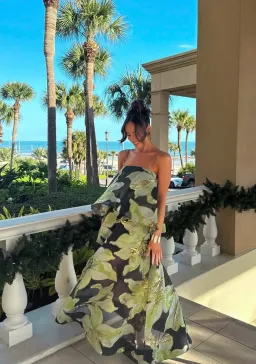 Elliatt Elysia Tiered Gown size 8 Green Black  for rent on The Volte - image 1