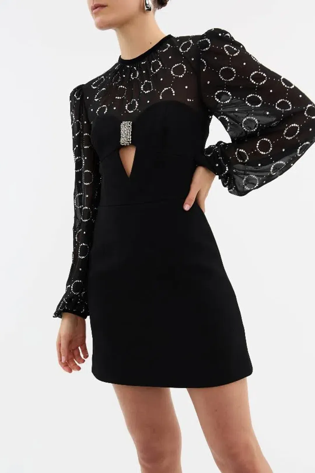 ❆ REBECCA VALLANCE Ellasandra Mini Dress - Size 6 AU - Black Sparkly Outfit ❆ for rent on The Volte - main image