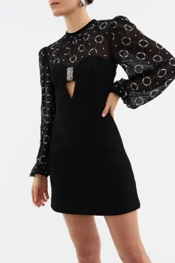 ❆ REBECCA VALLANCE Ellasandra Mini Dress - Size 6 AU - Black Sparkly Outfit ❆ for rent on The Volte - image 3