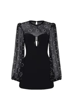 ❆ REBECCA VALLANCE Ellasandra Mini Dress - Size 6 AU - Black Sparkly Outfit ❆ for rent on The Volte - image 8