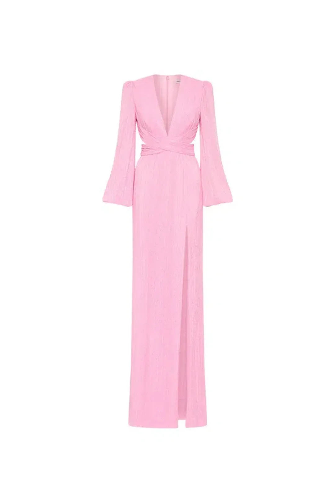 💕 Rebecca Vallance Amal Cut-Out Gown in Pink – Size 6 AU - Long Sleeve Maxi Dress 💕 for rent on The Volte - main image