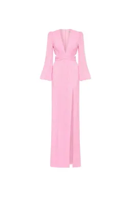 💕 Rebecca Vallance Amal Cut-Out Gown in Pink – Size 6 AU - Long Sleeve Maxi Dress 💕 for rent on The Volte - image 5