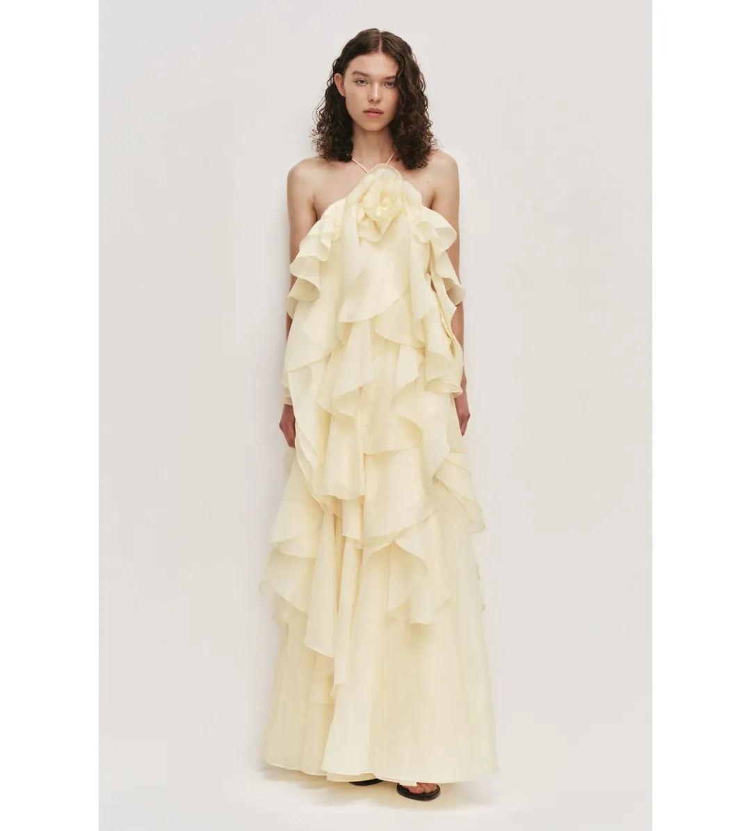 Aje Pandorea Layered Maxi Dress in Butter Size AU8 for rent on The Volte - main image