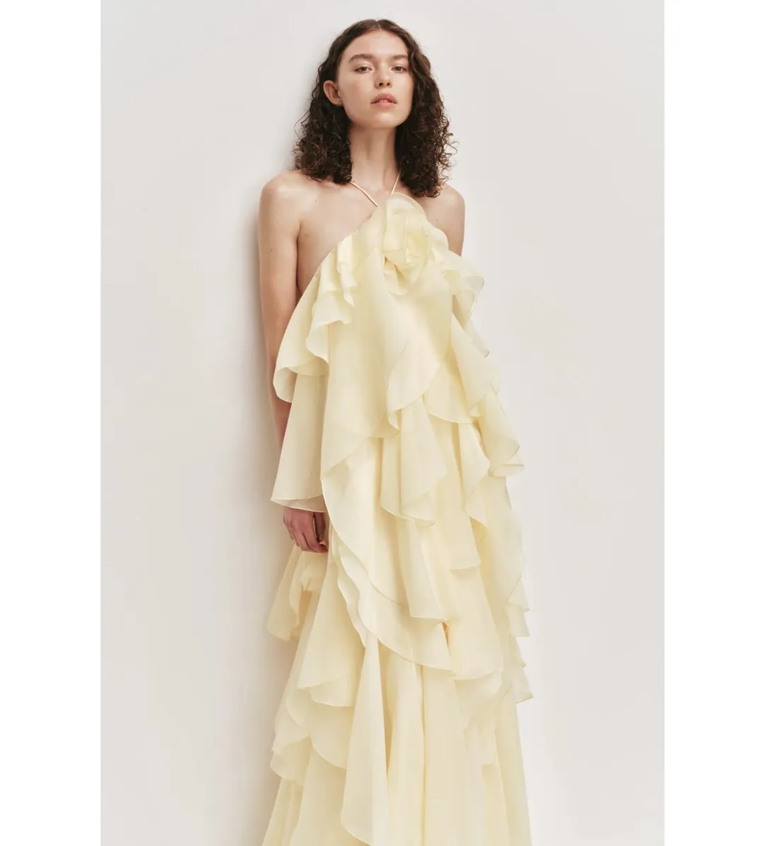 Aje Pandorea Layered Maxi Dress in Butter Size AU6 for rent on The Volte - main image