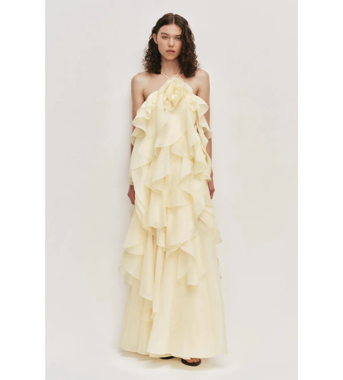 Aje Pandorea Layered Maxi Dress in Butter Size AU4 for rent on The Volte - main image