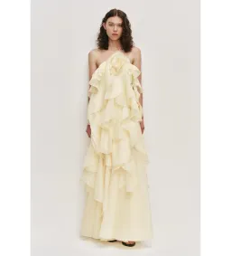 Aje Pandorea Layered Maxi Dress in Butter Size AU4 for rent on The Volte - image 1
