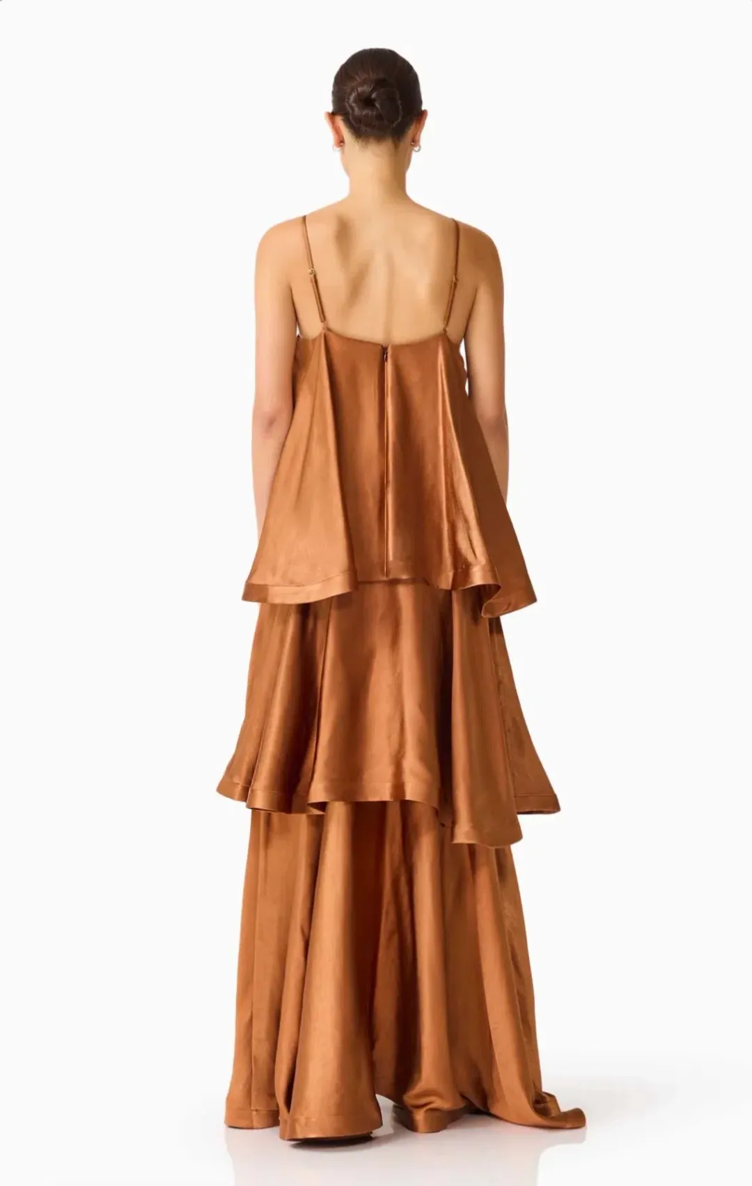 Elliatt Tilly Tiered Maxi Dress in Toffee Brown Size S for rent on The Volte - main image