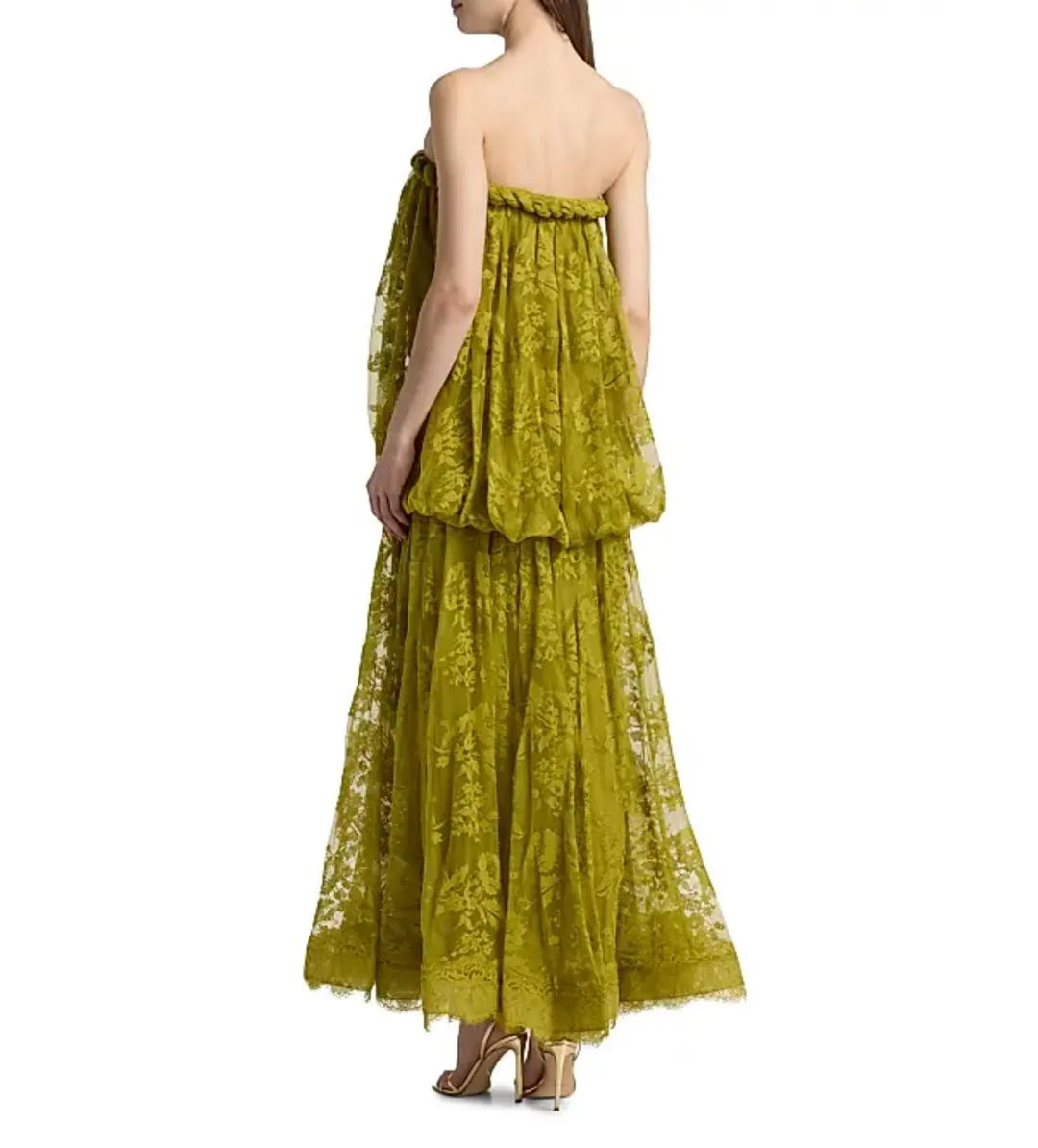 Zimmermann Luna Lace Bandeau Gown in Pistachio Size 0/AU8 for rent on The Volte - main image