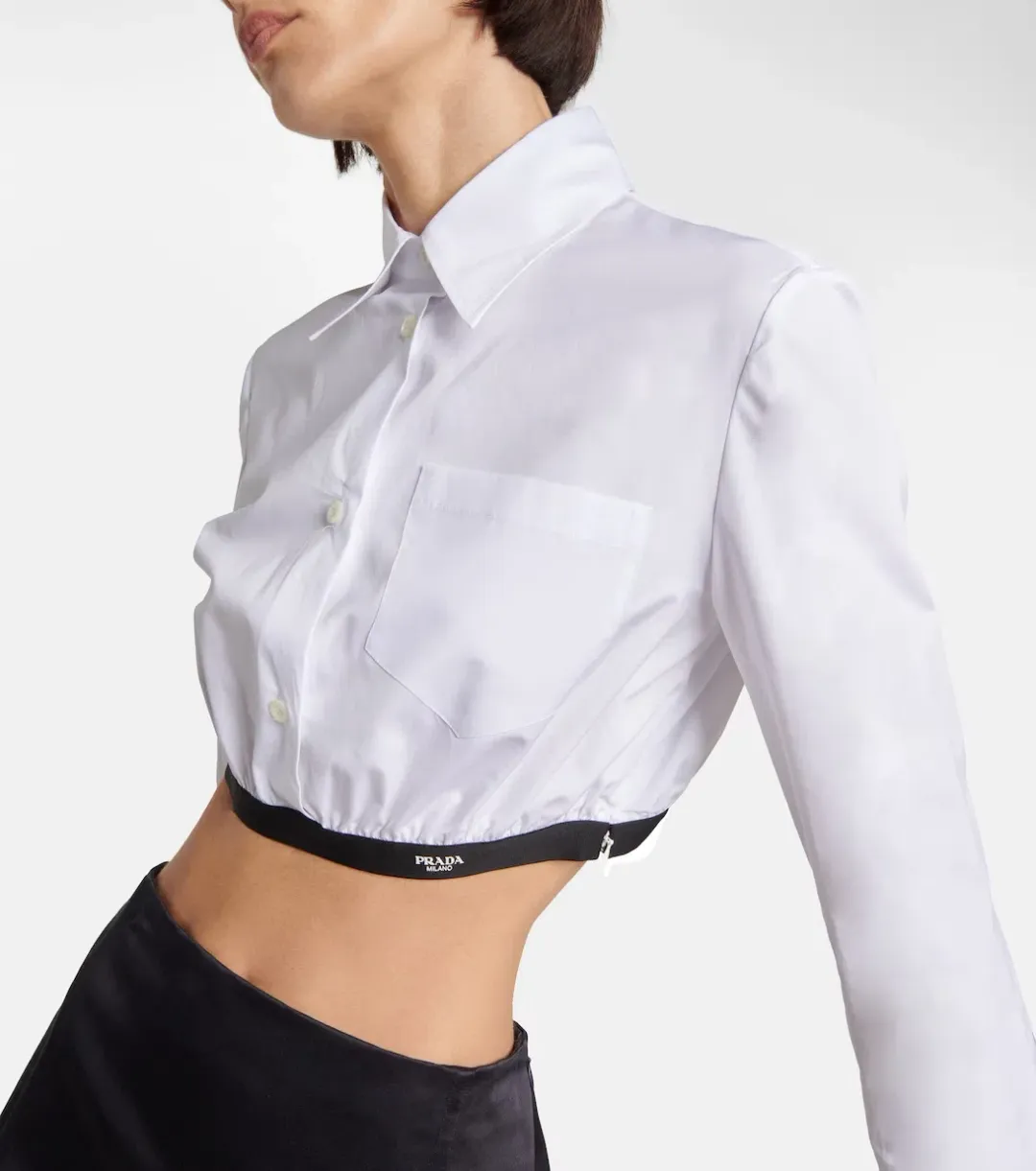 Prada Poplin Button-Down Crop Blouse for rent on The Volte - main image