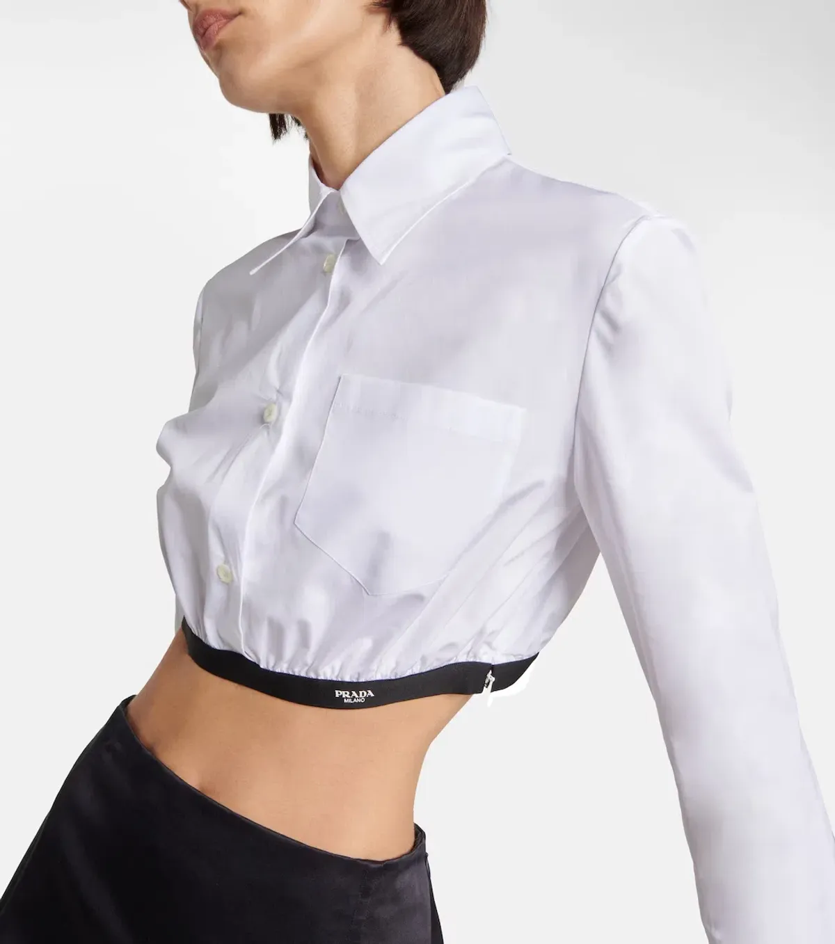 Prada Poplin Button-Down Crop Blouse for rent on The Volte - main image