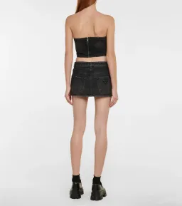 PRADA Black Logo Zipper Denim Bustier Top for rent on The Volte - image 4