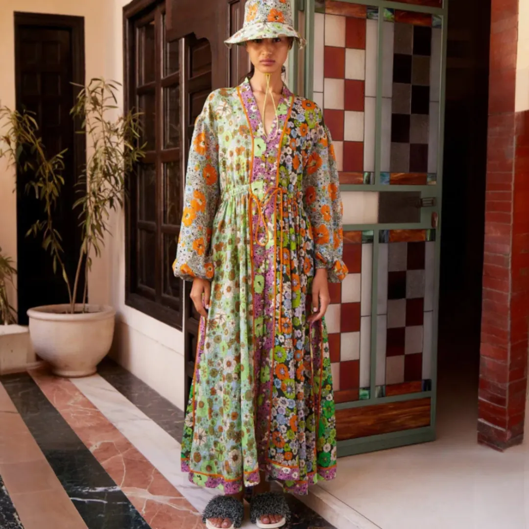 Alemais Orange Blossom Spliced Dress Size 14 for rent on The Volte - main image