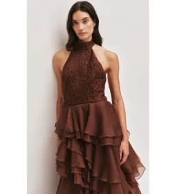 Aje Fayette Gown Chocolate Brown Size 8 for rent on The Volte - image 2