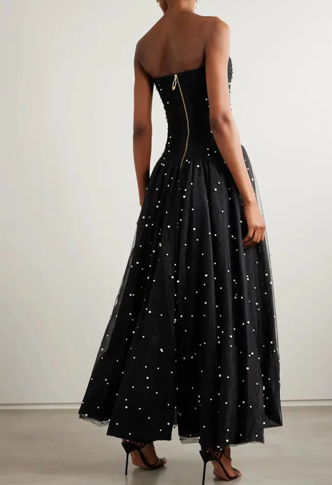 🤍🖤 NEW AJE Juniper Gown – Black & White – Size 8 strapless beaded formal maxi dress 🖤🤍 for rent on The Volte - main image
