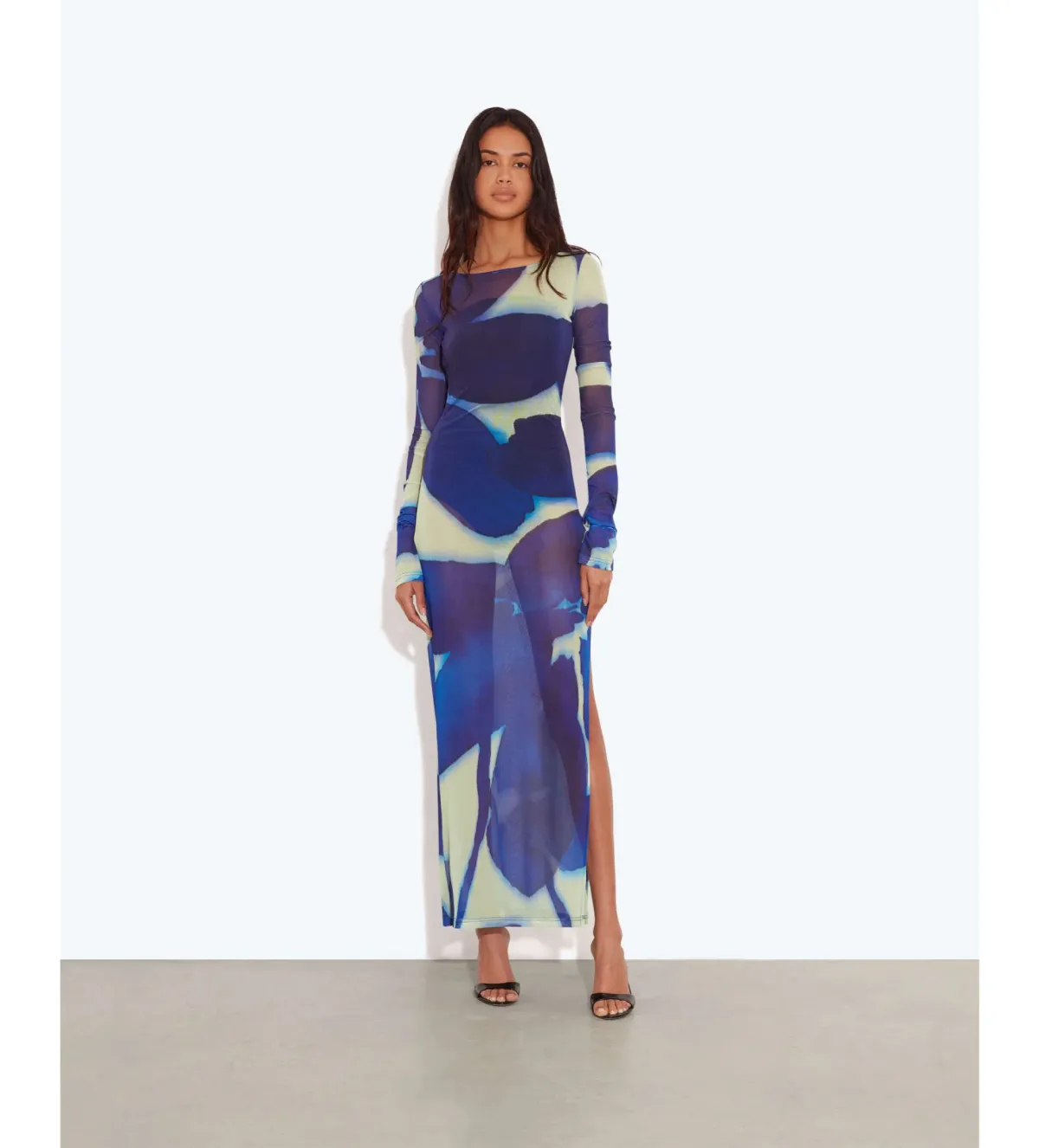  Rat & Boa Santino Maxi Dress  Ultra-hot Blue and Mint Green Floral Print Size 10 for rent on The Volte - main image