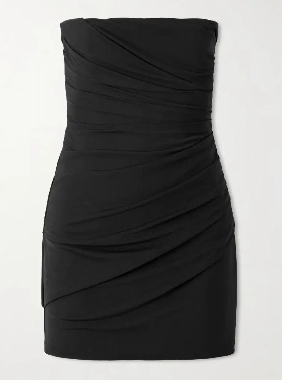 ALEX PERRY Strapless gathered stretch-mesh corset dress AU 6 | Designer Classic Little Black Dress for rent on The Volte - main image