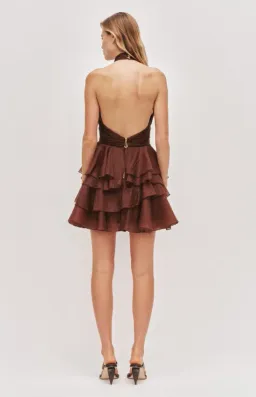 AJE Fayette Mini Dress Dark Chocolate Size 10 for rent on The Volte - image 2