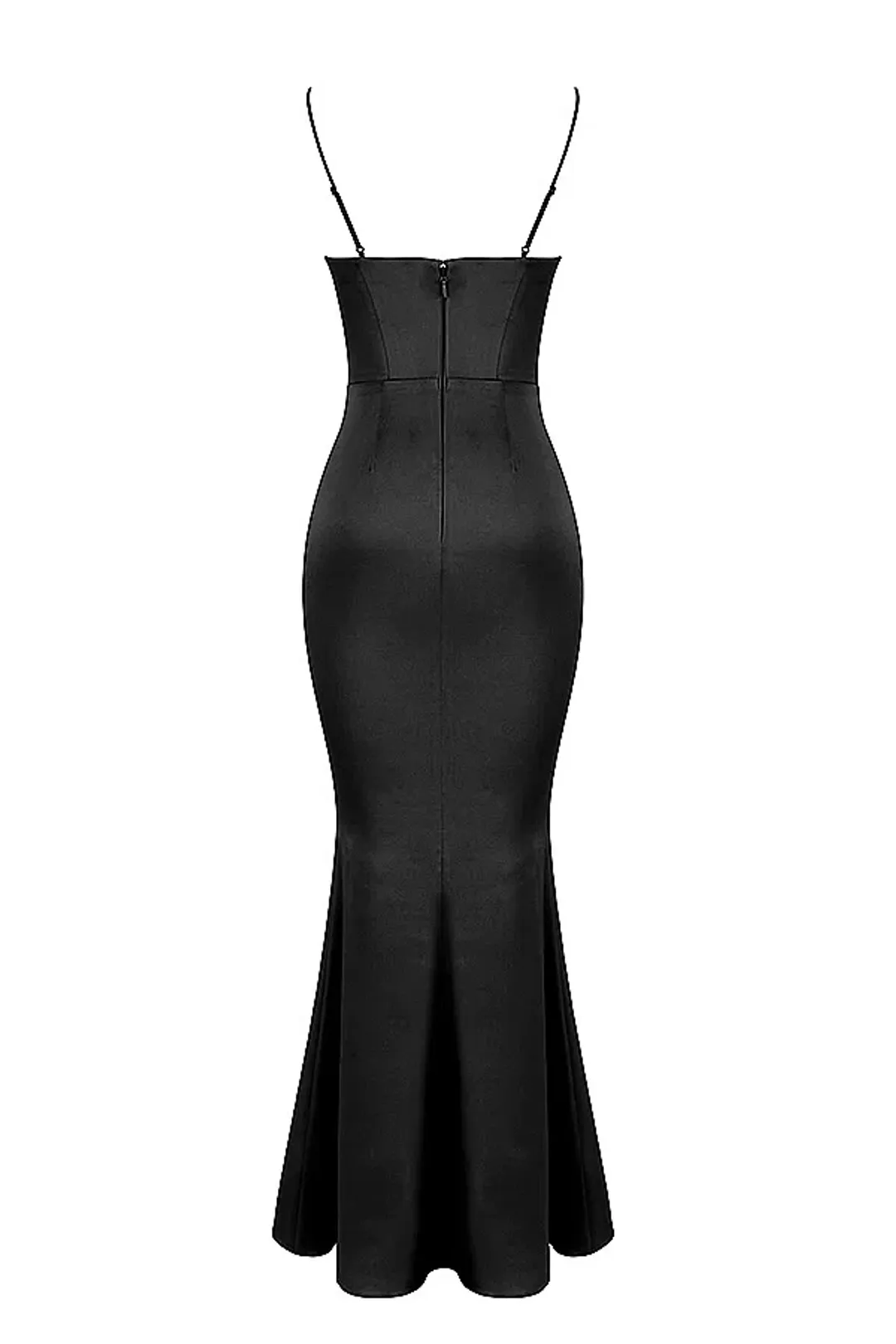 HOUSE OF CB OLIVETTE BLACK SATIN CORSET MAXI DRESS SIZE XS  for rent on The Volte - main image