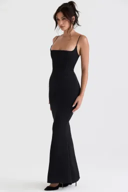 HOUSE OF CB OLIVETTE BLACK SATIN CORSET MAXI DRESS SIZE XS  for rent on The Volte - image 2