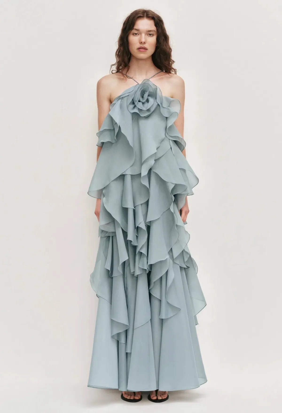 Aje Pandorea Layered Maxi Dress Size 8 Duck Egg for rent on The Volte - main image