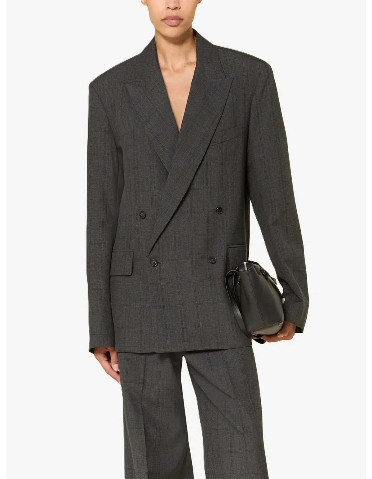 The Frankie Shop Newark Plaid Double Breasted Blazer XXS for rent on The Volte - main image