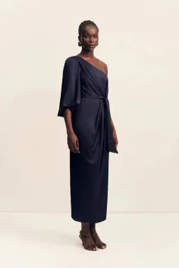 Shona Joy Lumiere Tie Front One Shoulder Midi - Night Sky / Size 18 for rent on The Volte - image 4