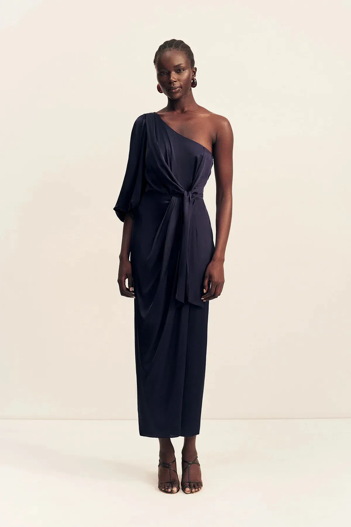 Shona Joy Lumiere Tie Front One Shoulder Midi - Night Sky / Size 18 for rent on The Volte - main image