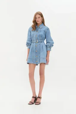 AJE LANE DENIM MINI DRESS COASTAL WASH SIZE AU 12 for rent on The Volte - image 4