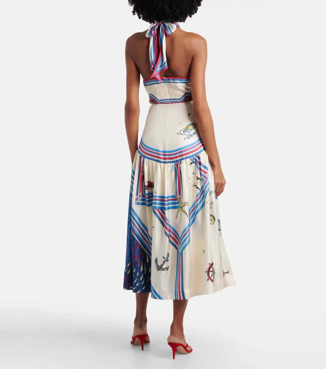 Alémais Apollo printed silk midi dress 8 for rent on The Volte - main image
